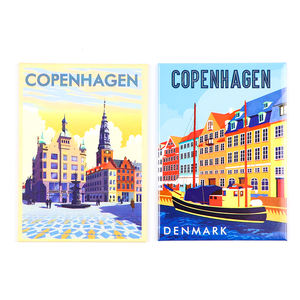 Fournisseur d'usine Plaque d'étain personnalisée Aimant de réfrigérateur en métal Danemark Copenhague Souvenir Aimant de réfrigérateur en fer blanc - Product Image 2