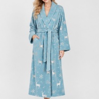 Robe de chambre vintage grande taille pour femme, en polaire décontractée, col en V, longueur intégrale, en velours corail, pour l'hiver, peignoir grande taille