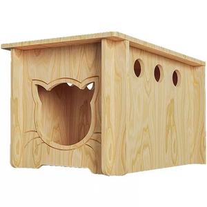 Solid Wood Cat <b>House</b> Quadratic Multifunctional Pet <b>Bed</b> With Sisal For Cats Medium Size - Product Image 5