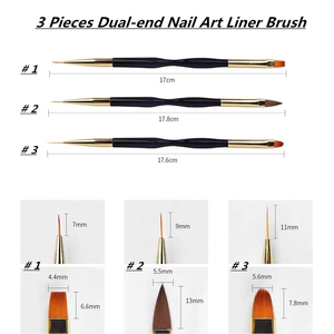 3 Pcs Nail Công Cụ Đóng Gói Nail Vẽ Bút Kép End Móng Tay Nghệ Thuật Bút Bàn Chải Acrylic Vòng Phẳng Sơn Vẽ Lót Bàn Chải <span class=keywords><strong>Nb03</strong></span> - Product Image 3