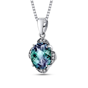 SKA 925 Sterling Silver Vintage Marquise Cut <strong>Alexandrite</strong> Jewelry <strong>Necklaces</strong> - Product Image 1