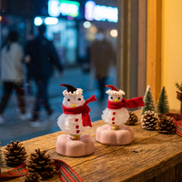 Ornement de bonhomme de neige en verre rotatif pour la décoration de table de Noël, cadeau de fête, figurine de bonhomme de neige d'hiver, décoration de bureau ou d'étagère