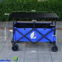 Carrito Plegable y Ajustable de Cuatro Ruedas con Mesa de Altura Ajustable, Carrito Multifuncional para Alimentos y Herramientas para Exteriores