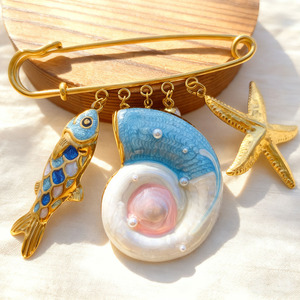 SSeesy Nova Série Marinha Estilo Natural <span class=keywords><strong>DIY</strong></span> Broche de Aço Inoxidável Acessórios de Moda Femininos Originais Personalizados - Product Image 2