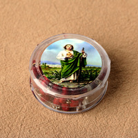 Collier Chapelet Catholique en Bois Rouge Parfumé avec Croix de Jésus, Coffret Cadeau