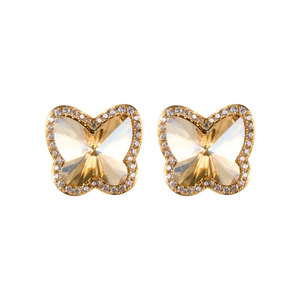 Butterfly Stud <b>Earrings</b> Champagne Gold Zirconium Inlay Party Fashion Jewelry 925 Silver <b>Post</b> EA14714 - Product Image 5