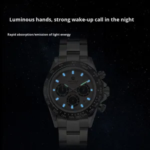Đồng hồ nam cơ tự động, logo tùy chỉnh, đa chức năng, dạ quang, chống nước, dây thép cao cấp - Product Image 5