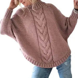 Women's high-quality sweater loose long sleeved knitted top fashionable women's autumn and winter wool woven clothing