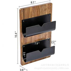 Wooden <b>Wall</b> <b>Mounted</b> Double Layer Envelope Rack Metal Channel Office Mail Organizer Rectangle 2 Tier <b>Wall</b> <b>Shelf</b> - Product Image 2