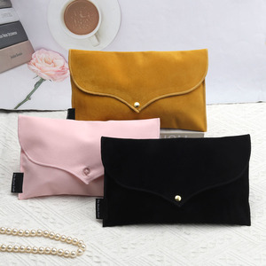 2025 Custom Logo Colorful Suede Bag Flap <b>Gift</b> Soft Velvet Pouch with Button Clothes Hair Bundle Wigs Jewelry <b>Envelope</b> Packaging - Product Image 3