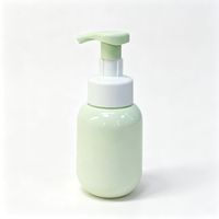 Bouteille PET vert clair de 250 ml, forme Boston, pompe mousse contrastante, nettoyage du visage et des mains, marque privée, flacon pompe moussant