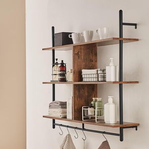 Estantería de tubería flotante, estantes de cocina, <span class=keywords><strong>escalera</strong></span>, barra de café, estante colgante, estantería de exhibición, almacenamiento, <span class=keywords><strong>perchero</strong></span> montado en la pared - Product Image 1
