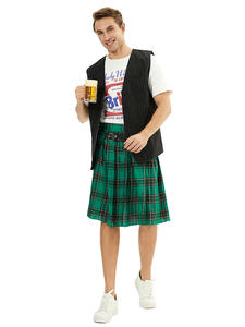 Kilt Tradicional Escocés para Hombre con Cinturón Bilateral, Kilt Masculino Plisado con Tartán de las Tierras Altas - Product Image 3