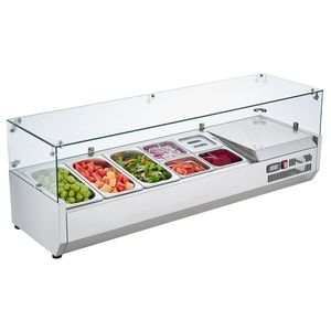 Bonita mesa de cristal, barra de ensaladas, encimera, barra de ensaladas refrigerada para cocina de restaurante - Product Image 1