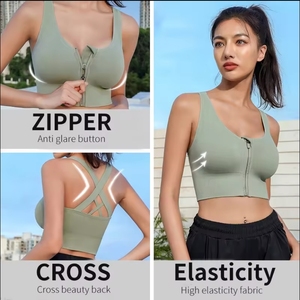 Reggiseno sportivo sportivo da donna personalizzato con cerniera frontale senza cuciture per Yoga reggiseno sportivo da palestra set da corsa con stampa all'ingrosso - Product Image 5