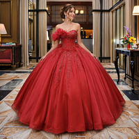 Robe de soirée de luxe vintage en satin, style robe de bal, col cœur, avec traîne longue, pour Quinceañera, motif floral