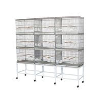 Cages d'élevage de perroquets modernes et populaires, pliables, en fer à motif uni, multi-niveaux, avec roues, isolation et fermeture à bouton, revêtement poudré