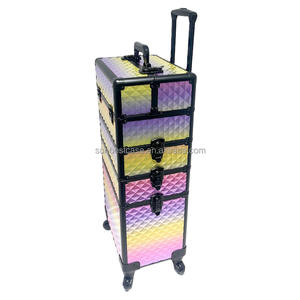 Nouvelle conception, valise à roulettes de maquillage 4 en 1, chariot avec divers compartiments et roues pour les artistes maquilleurs et les professionnels de la beauté - Product Image 5