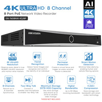 Kit Kamera IP Hikvision 4/8MP Acusense Dual Light 4ch 8ch 16ch 32ch dengan Pengenalan Wajah, PoE, NVR, Sistem Kamera Jaringan Berkabel