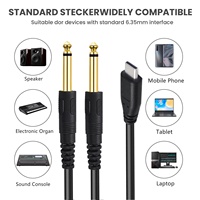 Câble audio Type-C vers double prise jack mâle 6,35 mm, cordon audio USB-C vers 1/4 pouce, répartiteur en Y mâle 1m