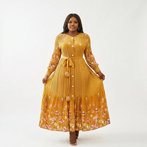 En stock, robe plissée pour <span class=keywords><strong>femme</strong></span> de haute qualité, robe décontractée avec ceinture à perles imprimée, robe <span class=keywords><strong>taille</strong></span> plus, robe plissée Miyake - Product Image 4