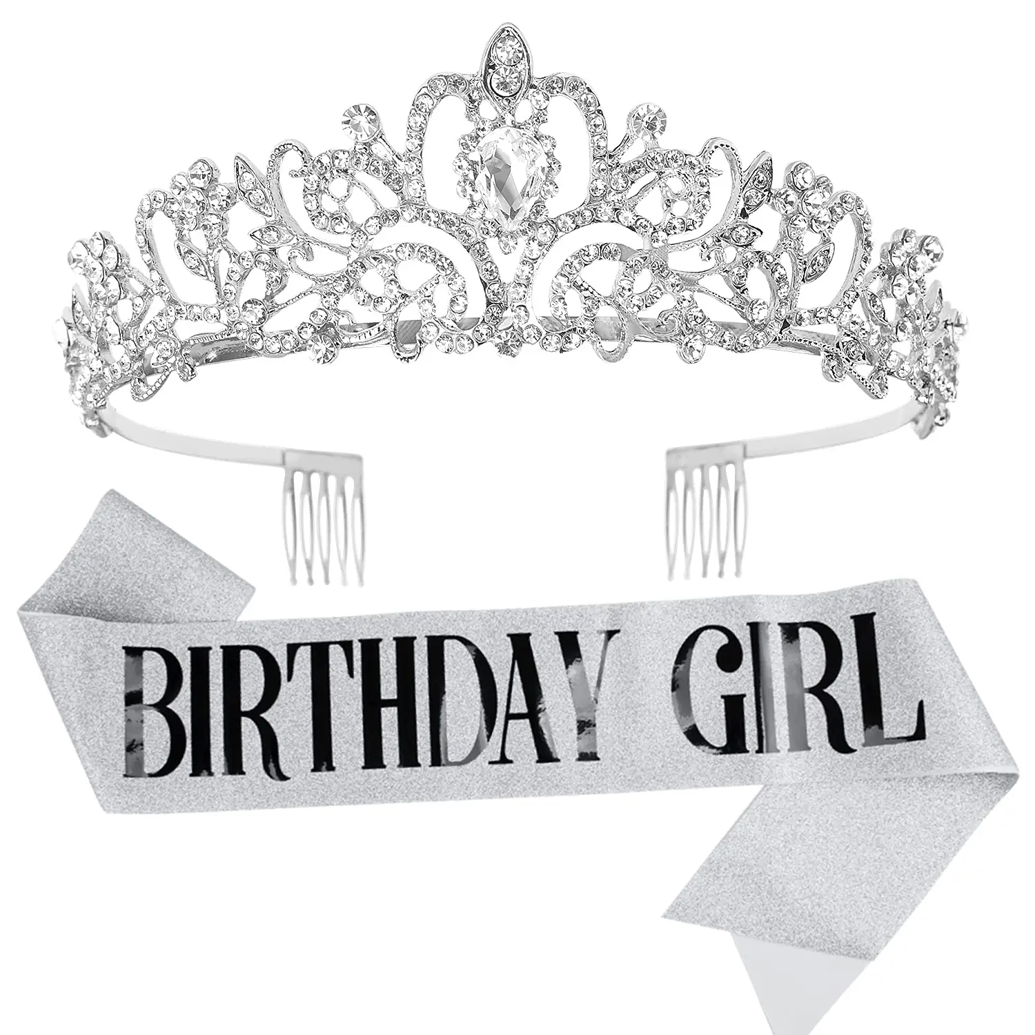 Birthday Girl Sash & Crown Tiara Kit - Black Glitter Birthday girl queen Sash regali per le donne forniture per feste di compleanno
