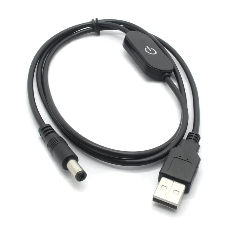 USB A macho a DC 3,5 ON OFF Mini LED Interruptor táctil Cable de refuerzo de extensión