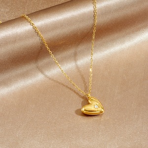 Collar con Colgante de Estrella de Ocho Puntas y Corazón, Chapado en Oro de 18K, Acero Inoxidable, Circonita Cúbica, Joyería Impermeable para Clavícula - Product Image 2