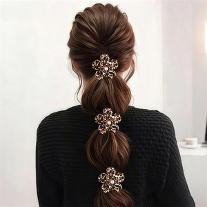 Diadema Francesa Retro con Estampado de Leopardo y Perlas para Mujer, Banda Elástica para el Cabello, Uso Diario - Product Image 1