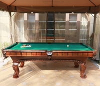 Table de billard classique d'intérieur de qualité supérieure, pleine grandeur, avec plateau en ardoise sculpté, en bois massif, styles anciens personnalisés