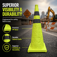 Cône de signalisation réfléchissant vert pliable, cône de sécurité routière portable pour la construction et le contrôle du trafic