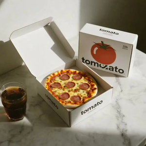 Chất Lượng Cao Tái Sử Dụng Sóng Bánh <span class=keywords><strong>Pizza</strong></span> Bao Bì Hộp Không Thấm Nước Lá Dập Nổi Biểu Tượng Tùy Chỉnh Có Thể Tái Chế Từ Đóng Cửa Takeaway - Product Image 1