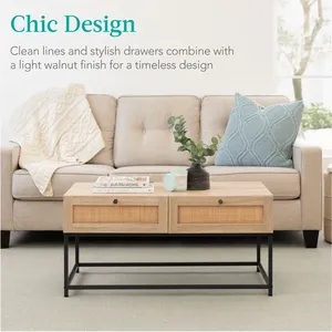 AMPLE <strong>STORAGE</strong> Coffee <strong>Table</strong> <strong>Crafted</strong> <strong>with</strong> a Natural Oak Wood Finish and Sturdy Metal Frame Versatile <strong>Table</strong> - Product Image 5