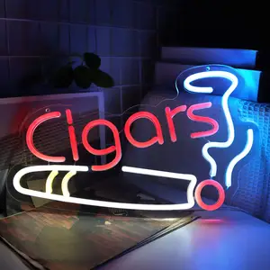 Cigars Neon Sign for Home Bar Decor Man Cave Light Handmade Led Art Decor Dimmable Neon Lights for Pub Cafe Party