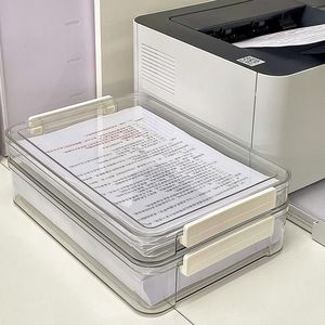 Boîte de rangement pour documents en plastique transparent, format A4, rectangle, organisateur de bureau, porte-documents pour papiers, certificats - Product Image 1