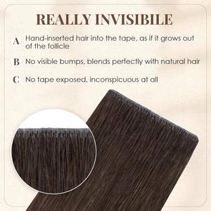 Elailite Extensioni per <span class=keywords><strong>Capelli</strong></span> Remy Europei con Doppia Trama a Macchina, Vero Doppio Lato, 100g, 10 Pezzi, Nastro Adesivo per Cucito 40cm # 2 Prodotti Chimici - Product Image 2