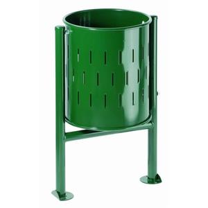 Cestino per Rifiuti Circolare 45 L in Metallo per Uso Esterno Verde - Product Image 1
