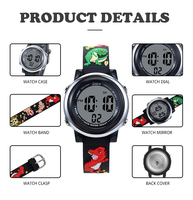 Jam Tangan Digital Kartun JNEW 7 Warna LED Jam Tangan Anak Penjualan Langsung Pabrik Dinosaurus Kecil 3D Plastik Akrilik Jam Tangan Anak Bulat