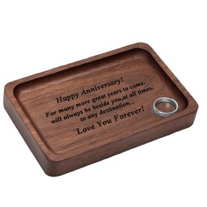 Plateau à bijoux en bois de noyer gravé, cadeau d'anniversaire pour les couples, organisateur de rangement pour mariage et Saint-Valentin - Product Image 4