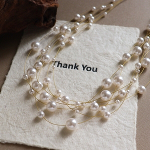 <span class=keywords><strong>Collier</strong></span> ras du cou vintage français polyvalent multicouche style Starlight en cristal et perles pour femme, luxe léger, niche haut de gamme - Product Image 4