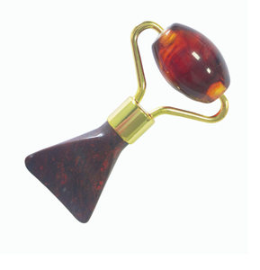 Fournisseur en gros d'usine : produits de bien-être 2-en-1 – Rouleau de massage facial Gua Sha en jade naturel (pierre rouge) en forme de queue de poisson pour lifting et soin de la peau - Product Image 1