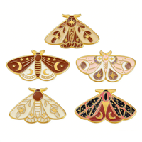 Broches en métal créatives personnalisées, phases de la lune, libellules colorées, badges de revers, cadeau d'affaires, impression typographique, insectes nocturnes, plaqué, non