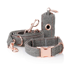 Tela de lana de Tweed <span class=keywords><strong>Hotsale</strong></span> para <span class=keywords><strong>collar</strong></span> de perro y Correa y juego de soporte para caca con oro rosa en todas las estaciones - Product Image 1