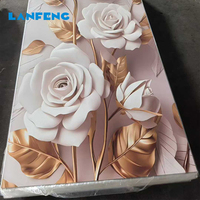 Panneaux muraux en PVC de luxe à haute brillance, design moderne, fabrication directe d'usine LANFENG, panneaux muraux UV, OEM, motif floral