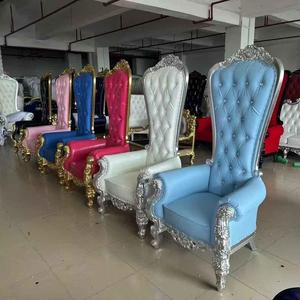 Fauteuils Trône de Luxe Royal Sculptés aux Couleurs Régaliennes, Canapé de Mariage Roi et Reine, Mobilier de Salon, Chaises Trône pour Événements, Fêtes et Villas - Product Image 1