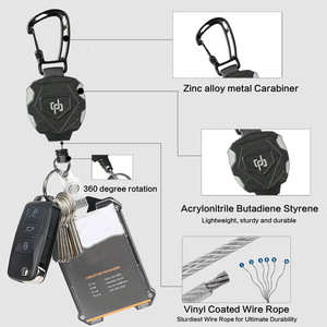 Wholesale laser logo heavy-duty <b>ID</b> badges scrolls carabiners fishing reels school lanyards black mecha card <b>holders</b> in stock - Product Image 3