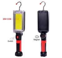 Lampe de travail LED portable 1000LM COB rechargeable USB 18650, lanterne à crochet, lampe d'inspection de camping, torche, lampe de travail LED à aimant et crochet