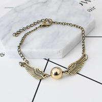 Nouveau produit mode Vintage Antique Double aile boule ronde Snitch Harry pendentif Potter Bracelet pour unisexe