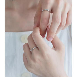 S925 plateado romántico y estrella promesa pareja anillo anillos abiertos para Mujeres Hombres joyería de boda - Product Image 1