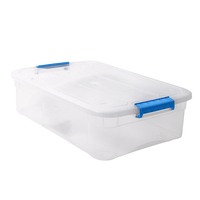 Boîte de rangement PP Solid Plus 20L, design minimaliste transparent, empilable, rectangulaire, récipient de cuisine avec couvercle, fabriqué en Italie pour la maison